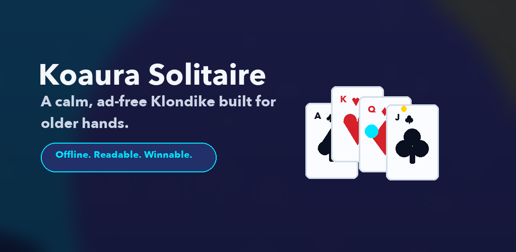 Koaura SOLITAIRE feature graphic with large readable cards